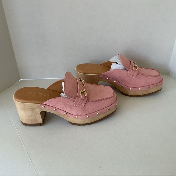 Madden Girl Pink Mules with Gold Accents - Picture 2 of 5